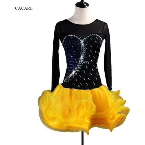 CACARE Latin Dance Dress Women Sale Salsa Dance Wear Lyrical Dance Costumes D0542 Fluffy Sheer Hem Mesh Sleeve