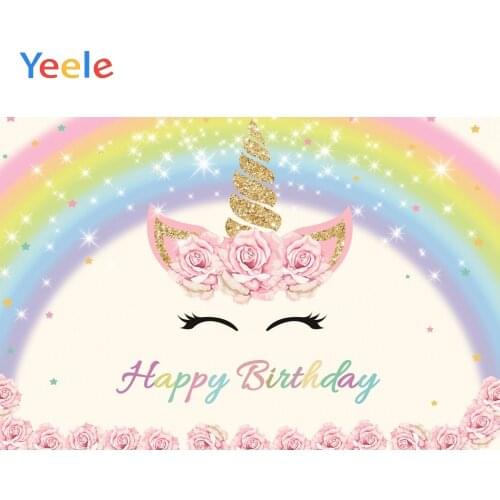 Baby Birthday Backdrops Unicorn Background Glitter Flower Photography Personalized Photographic Kid Background For Photo Studio