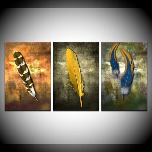 Visual Art Decor Feather Abstract Painting Printed on Canvas Creative Canvas Printing Artwork Sitting Room Adornment 3 Panel