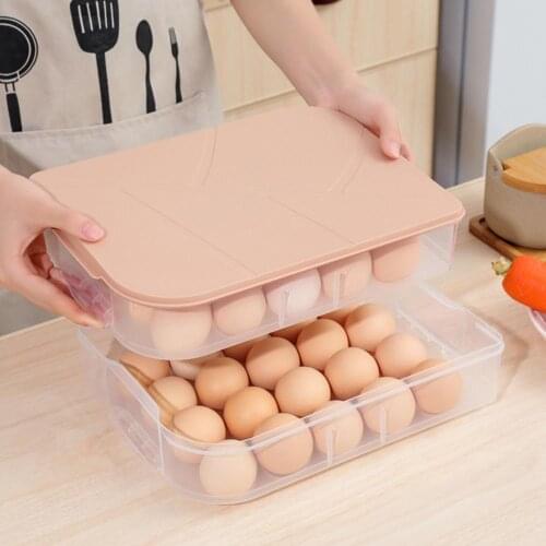 Plastic Egg Storage Box Stackable Refrigerator Egg Container Transparent Household Eggs Holder with Lid Kitchen Accessories 2022
