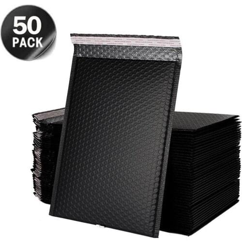 6*10 inches 50pcs Mailer Poly Bubble Padded Mailing Envelopes for Mailer Gift Packaging Self Seal Bag Bubble Padding Black Pink
