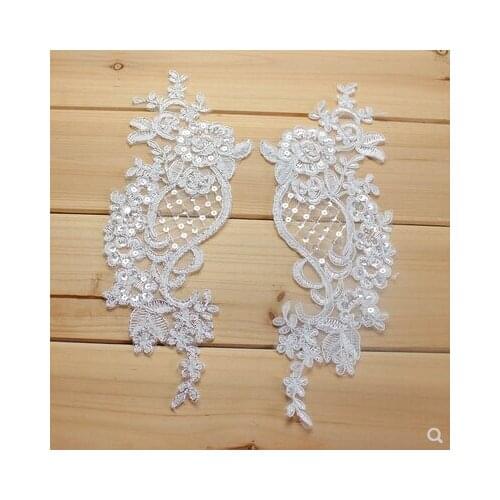 Lace Car Bone Silver line Lace Applique Dress Accessories Handmade DIY Wedding Shoes Material 4Pcs/pack