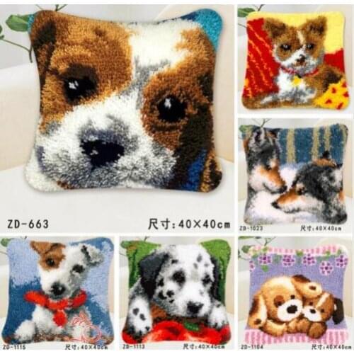 Latch Hook animal DIY Needlework Unfinished Crocheting Cushion Mat Embroidery Carpet Rug Mr. Bear Home Decor latch hook dog