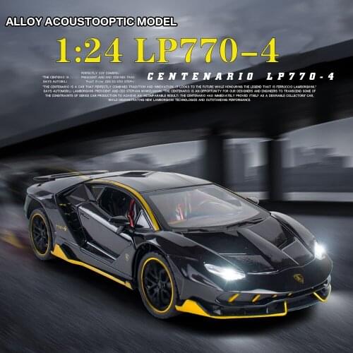 LP770 1:24 Car Alloy Sports Car Model Diecast Sound Light Super Racing Lifting Tail Car Wheels Toys For Children Christmas gift
