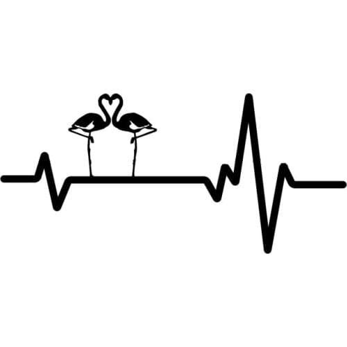 Fashion Heartbeat Line Flamingo Bird Car Stickers Personalized Decals Laptop Suitcase Auto Accessories PVC,18cm*8cm