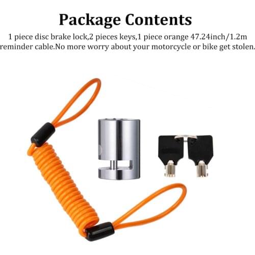 Motorcycle Disc Lock Bike Lock Wheel Disc Brake With Reminder Spring Cable Motorcycle Security Anti Thief Moto Accessories