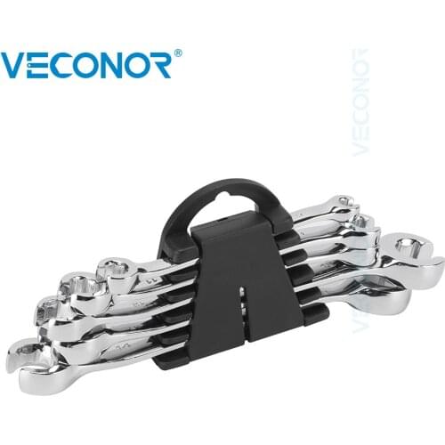 5Pcs Oil Pipe Flare Nut Wrench Tools Set of Keys Mirror Polished Tubing Spanner Tool High Torque Pipe Wrenches for Car Repair