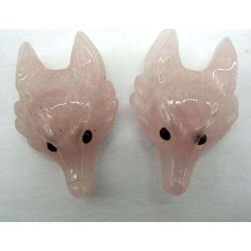 Natural stone Quartz Crystal fluorite aventurine tiger eye Wolf Head shape Pendant for diy jewelry making necklac Accessories2pc