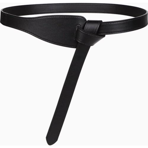 NEW Black Long Soft DIY Waistband Women PU leather knot Waist Belt Fashion Shirt Dress Party Solid Leisure Ladies Knotted Corset