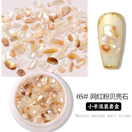 New Arrival Hot Selling Japanese Style Nail Decoratins Shell Fragment Broken Stones Natural Aurora Fancy Nail Art Women Girls