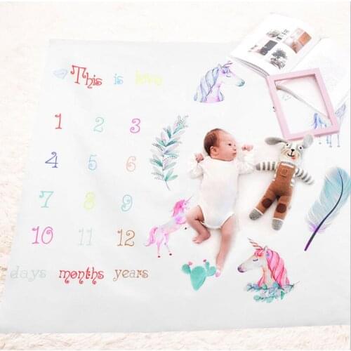 Newborn Baby Monthly Growth Milestone Blanket Cotton Soft Photography Background Props Play Mats For Infant Swaddling Bedding