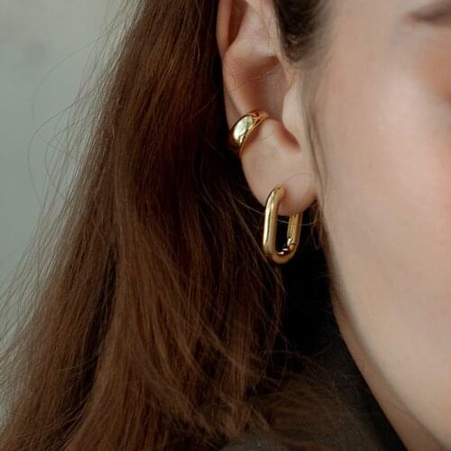 Charms Gold Earrings For Women New Fashion Jewelry Luxury Design Brand Earings Silver Color Piercing Hoop Shaped Stud Earring