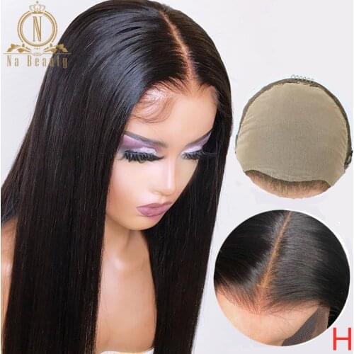 Fake Scalp Wig 13x1 T Part Lace nvisible Knot Wig Bleached Knots Pre Plucked Straight Human Hair Lace Wig Remy Nabeauty 150