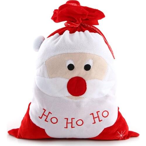 Santa Claus Candy Gift Bag Large Capacity Velvet Christmas Bag Santa Claus Present Candy Wrapping Drawstring Bag for Xmas Party