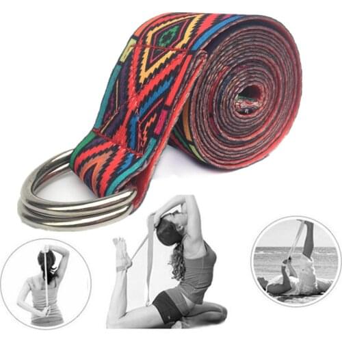 Pattern Yoga Stretching Band Stretching Band 185CM Adjustable D-ring Gym Waist Exercise Yoga Stretching Band Leggings W