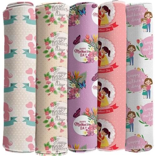 Print Polyester Fabric 50*145cm Mothers Day Twill Fabric for DIY Home decoration