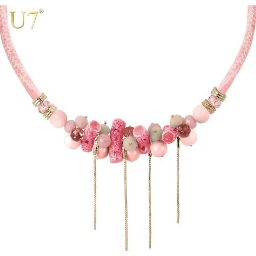 U7 Fancy Crystal Bib Necklace Women Valentines Gift 3 Colors Bohemia Luxury New Maxi Statement Choker Necklace Wholesale N499