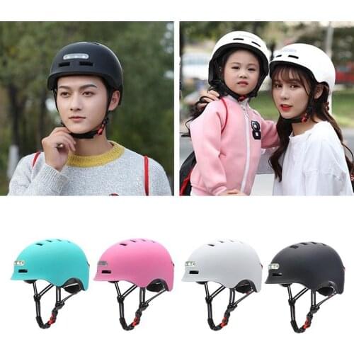 Cycling Helmet Safety Bike Bicycle Helmet USB Headlight Rear Light Skateboarding Longboard Scooter Helmet for Women Men Children