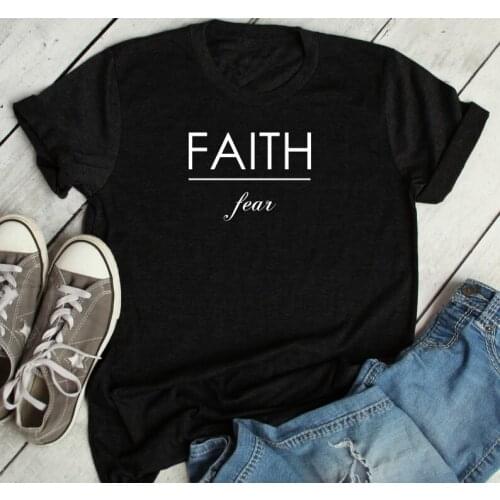 Faith over Fear Christian T-Shirt Hipster Unisex Religion Clothing Graphic Fearless Shirt Funny Christian lover Gift Jesus Tops