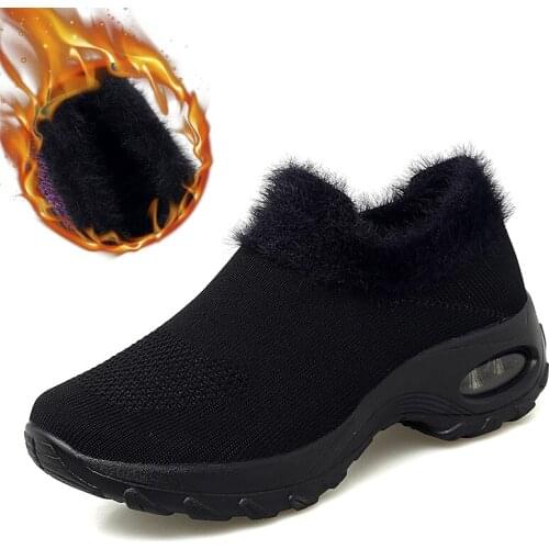 Women Winter Cotton Shoes Warm Ankle Non-slip Sneakers Outdoor Fur Plush Tennis Shoes Lightweight Breathable Sneakers Women Shoe