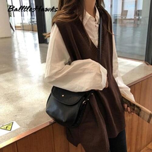 Sweater Vest Women Solid V-Neck Loose Plus Size 3Xl Simple Classic Elegant Office Ladies Vests Ulzzang Chic Leisure New Knitting