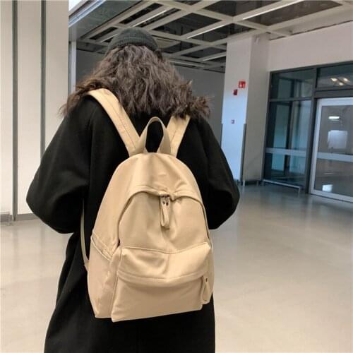 Women Backpack Cute Casual Backpack New Solid Color Nylon Waterproof Large Capacity Shoulder Bags Teenager Girl School Bags