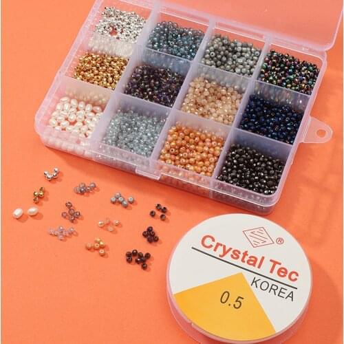 1 Box 2mm Faceted Crystal Rondelle Glass Beads Fresh Water Pearls Metal Beads for Jewelry Making