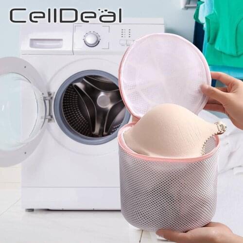 1PC Zippered Foldable Nylon Laundry Bag Bra Socks Underwear Clothes Washing Machine Protection Net Mesh Bags Laundry Basket