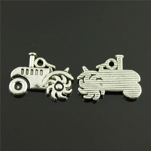 10pcs Charms Agricultural Vehicles Antique Silver Color Alloy DIY Jewelry Making Accessories 20x15mm