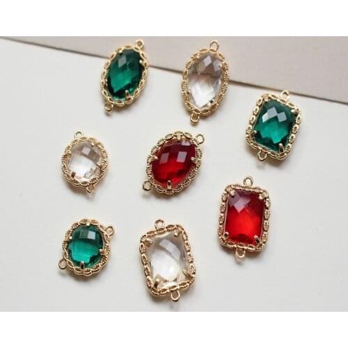 20pcs/lot color glass geometry square/ovals/rounds shape copper floating locket charms diy jewelry earring/bracelet accessory