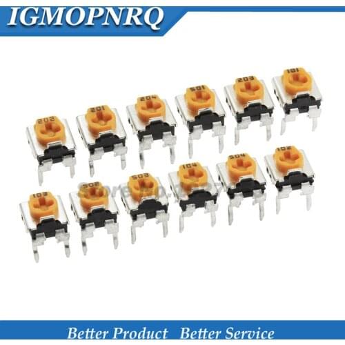 20pcs WH06-2C 100 200 500 1K 2K 5K 10K 20K 50K 100K 200K 500K 1M ohm Trimmer Potentiometer variable resistors WH06