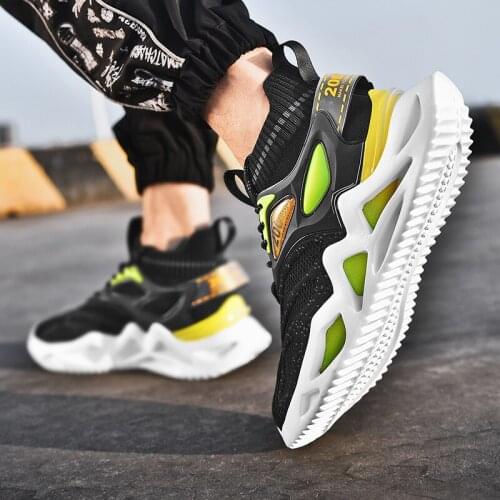 2021Trendy Reflective Men Running Shoes Breathable chunky Sneaker High Quality Outdoor No-slip Jogging Shoes Training Zapatillas