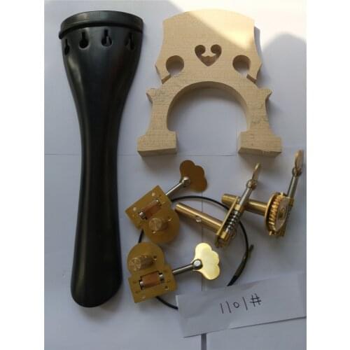 4PCs Double Bass Pegs 1101# Ebony Tail Piece & Steel Gut & Maple Bridge All 3/4 size