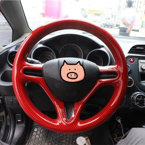 ABS Interior Decoration Black Wood Carbon Fibre Steering Wheel Protective Mouldings For Honda Jade Fit City Civic CAA292A