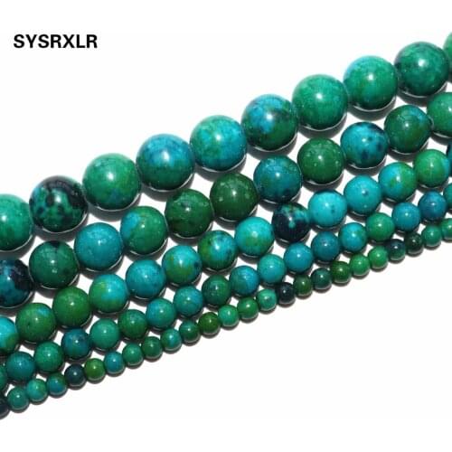 Free Shipping Natural Stone Chrysocolla Stone Round Loose Beads 3 4 6 8 10 12 14 MM For DIY Jewelry Making Bracelet Necklace