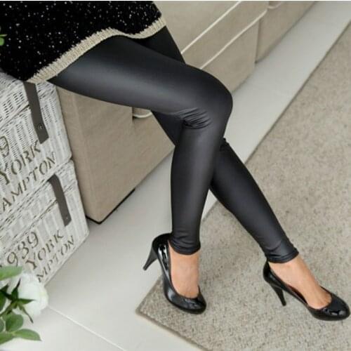 Women Sexy Garments Black Color Artificia Leather Pants Render pants Leggings Ladies Garments Casual leggings Woman Skinny Pants