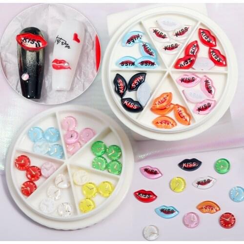 Six Grid Turntable Color Resin Clock Manicure Accessories Fashion Lip Styling Nail Art Decoration DIY Designer Nail Art