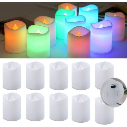24PC Electric Candle Yellow RGB LED Tea Light Battery Operated Night Lamp 4.5x3.7cm DIY Xmas Party Wedding Lighting Props