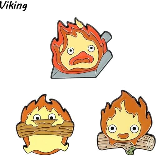 G1767 Fashion Pin Flame Enamel Pins Backpack Bag Brooch badges for Clothing Tie Pin Charm Cartoon Kids jewelry