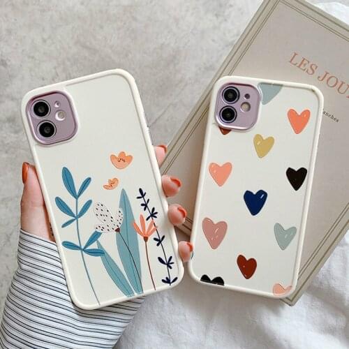 Gimfun Cartoon Love Heart Phone Case for iPhone 12 Mini 11 Pro X XR XS Max 7 8 Plus Colorful Flower Soft IMD Shockproof Cover
