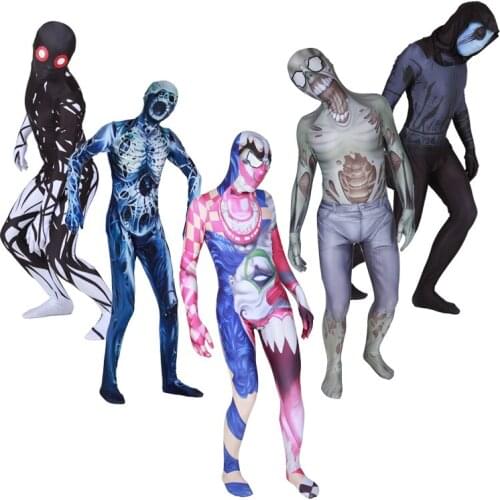Halloween Ghost Skull Zombies Clown Horrible Cosplay Costume Zentai Bodysuit Suit Jumpsuits Adult Kids