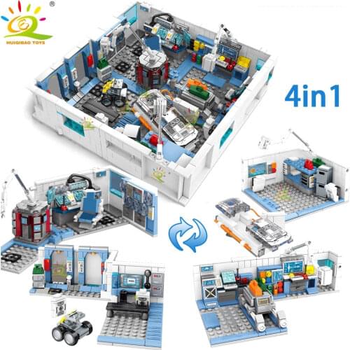 HUIQIBAO Toys 4in1 1006pcs Wandering earth Space station Building Blocks City Aerospace Lab Bricks For Children Set