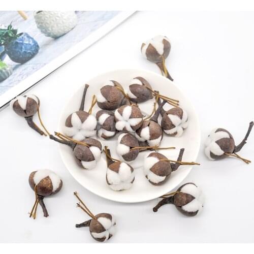 12Pcs artificial kapok head natural dried flower cotton swab wedding room Easter decoration supplies DIY wreath bouquet gift box