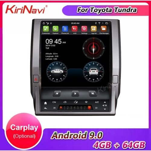 KiriNavi 12.1" Vertical Screen Tesla Style Android 9.0 Car Radio DVD For Toyota Tundra Car Multimedia Player Auto Gps Navigation