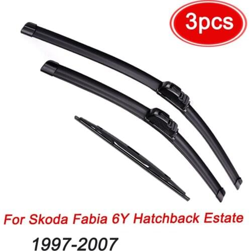 MIDOON Wiper Front & Rear Wiper Blades Set Kit For Skoda Fabia 6Y Hatchback Estate 1999 - 2007 Windshield Windscreen 21"19"15"