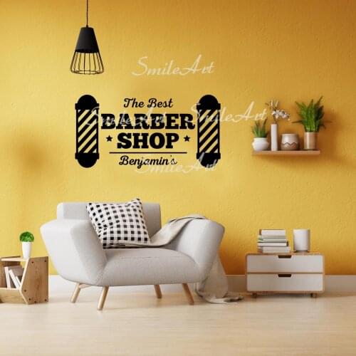 Creative Custom Name Barbershop Wall Decal Living Room Removable Mural For Home Decor Living Room Bedroom Wall Decal Home Decor
