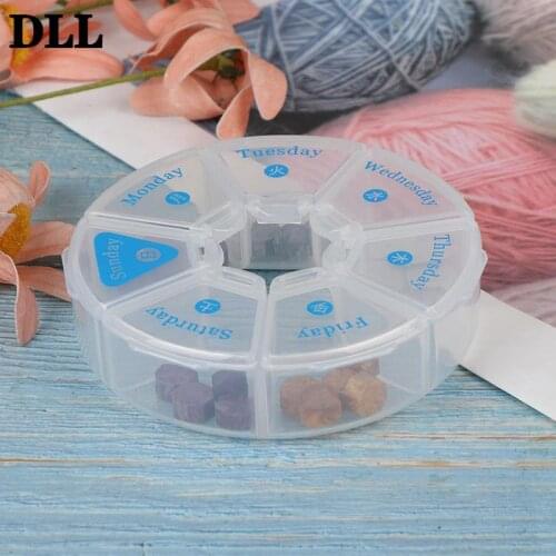 Round Moisture-proof Tablet Pill Holder 7 Days Weekly Pill Box Dispenser Travel Organizer Container Dispenser Solitters Box