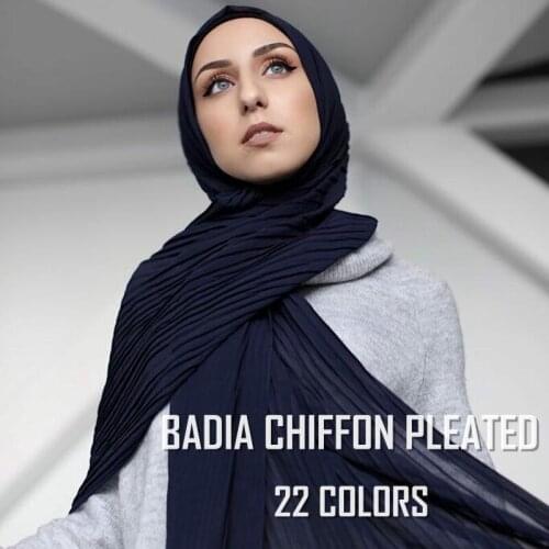 One piece hot women muslim solid plain crinkle chiffon hijabs long islamic pleated hijabs scarves wraps