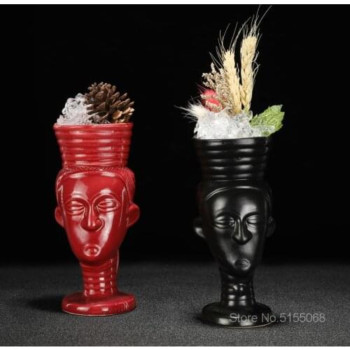 Hawaiian Beach Maori Beautiful Woman Ceramics Tiki Cup Indian Beauty Hollywood Baby Bar Cocktail Glass TRADER Smoothies Glass