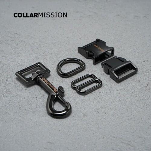 Metal buckle+adjust buckle+D ring+metal dog clasp/set) Engraved buckle, providing laser engraving service customize LOGO 20mm